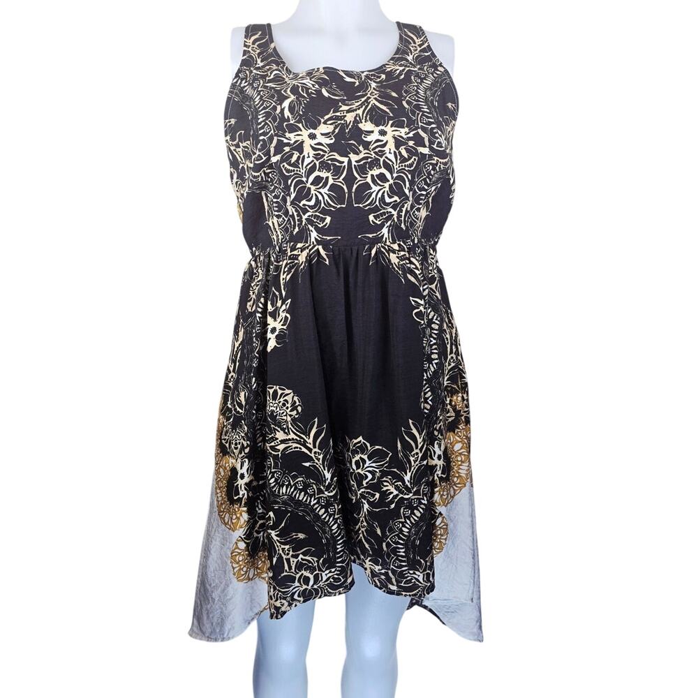 Free People Brown Tan Floral Leaf Lace High Low Women's Dress S